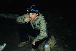 Michael Keating, relaxing after a hard day on the trail