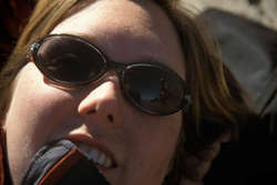 Jess lounging on top of Mt Tallac