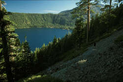 Jess walking down beside Fallen Leaf Lake