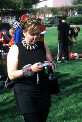 Jess checking her shots