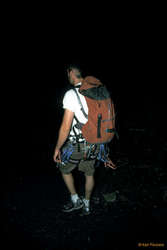 Scott walking out after climbing Shockley's Ceiling