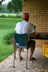 Karl typing up stories