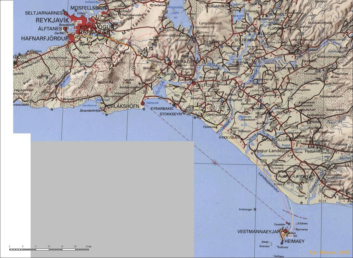 Red line is the outward flight, yellow line is homeward bound
