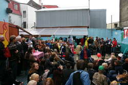 A big crowd packed into the backyard at Sirkus