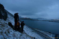 Chris, Karl and Matt, stopped for a break on the way down