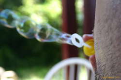 Toby's stubble blowing bubbles