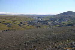 The gorge directly upstream from the dam at Kárahnjúkar