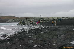 People playing in the drift ice