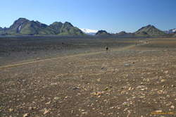 From here it's just a long flat trek across the sandur