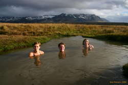 Tanja, Karl and Ute, sitting in a hotpot