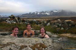 Karl, Tanja and Ute sitting in hotpot #2