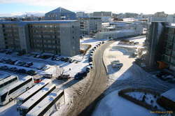Line of cars trying to change their tires