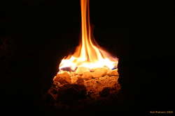 Flames pouring out of the ground