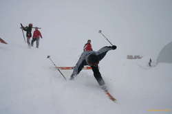 and through shear will power manages to stay upright through this