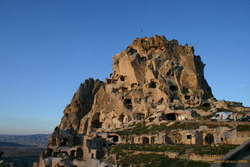 Üçhisar castle at sunset