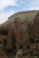 Zelve and the ridgeline ascending behind it