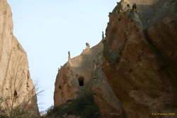 Erosion spires at the head of the valley at Zelve
