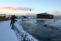Throwing rocks in puddles at Gullfoss