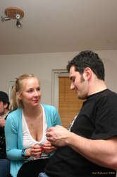 Gunnhildur tries to make fabio look pretty