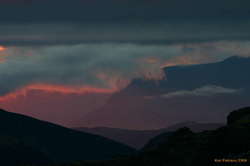 Sunlight lighting up the cloud bottoms