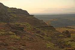 Pseudo strata on Trölladynga, looking north to Hafnafjörður
