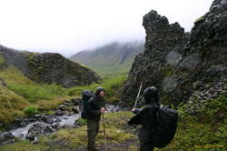 Jared and Nerida having a break in the shade of a creek canyon