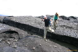 Jared and Nerida, warm weather, muddy ice