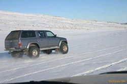 Gunni goes for some freshies on our way up