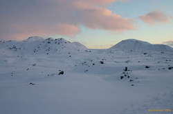 Snow covered hraun (lava field)
