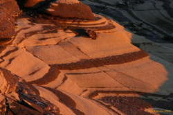 Sunset light on drying rock