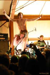 Haukur, still thrashing out on the guitar