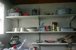 The supplies in the hut