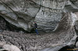 Wolfgang on a collapsed part of roof