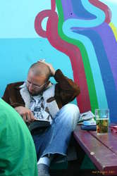 Sean reading a book of Psychology