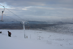 Looking down from the top of Hliðarfjall