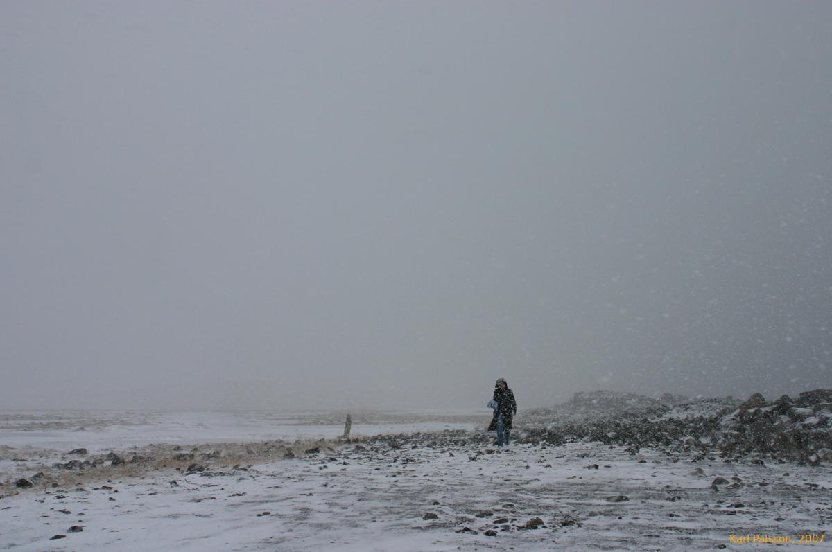 Chelle walking back from Gréttirslaug