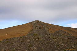 Seams in the moberg, near the top of Helgafell