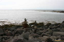 Lump of rusty steel in the left