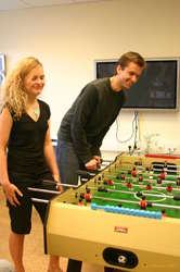 Ásta and Steindor, first game on the new table