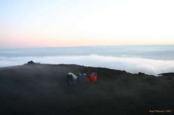 Lying down on the warm groud (also out of the wind)