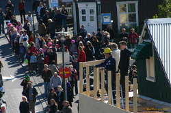 Even construction workers stop to have a look