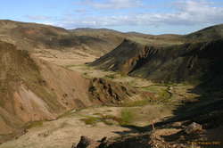 Looking down into Reykjadalur