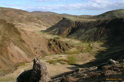 Looking down into Reykjadalur
