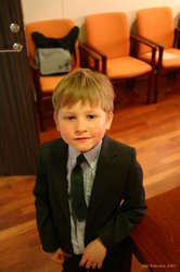 Einar Logi dressed up at the wedding.