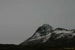 Snowy mountain at night