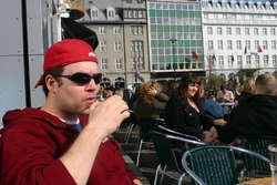 Guido enjoys some sun downtown