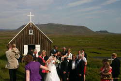 Relaxing outside the church