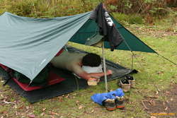 Matthew relaxing at camp