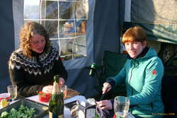 Unnur and Rakel in the kitchen