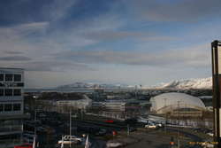 Looking out over Laugardalshöll to Akranes